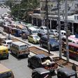 Vehicles stuck in traffic in Mombasa