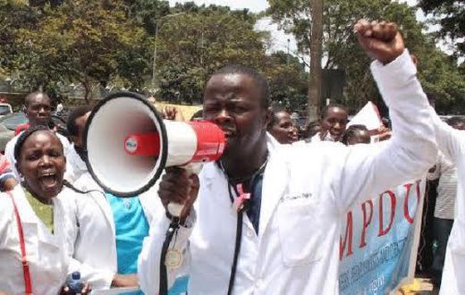 Kenyan nurses in a peaceful protest.