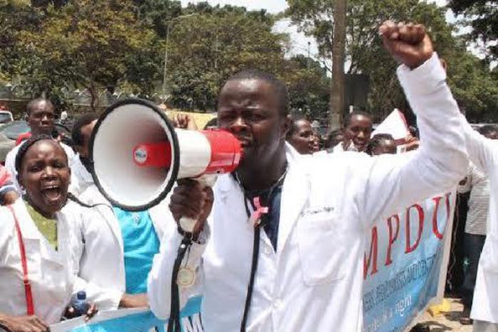 Kenyan nurses in a peaceful protest.