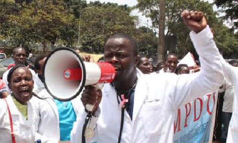 Kenyan nurses in a peaceful protest.