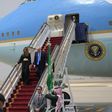US President Donald Trump and First Lady Melania Trump step off Air Force One upon arrival at King Khalid International Airport in Riyadh on May 20, 2017