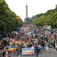 Gay parade in front of the Siegesaeule, or Victory Column, in Berlin on June 27, 2015