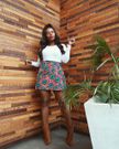 Joy Kendi wearing an Ankara mini skirt (Instagram justjoykendi)