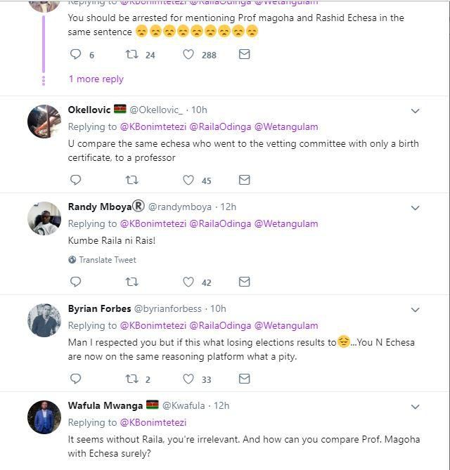 Reactions from KOT on Boni Khalwale's tweet