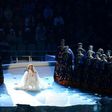 Singer Yuliya Samoilova performing in the Fisht Olympic Stadium during the opening ceremony of the 2014 Winter Paralympic Games in the Black Sea resort of Sochi on March 7, 2014