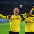 Dortmund's young guns (from L) Felix Passlack, 18, and Christian Pulisic, 19, celebrate scoring a goal during their Champions League match against Legia Warszawa, in Dortmund, in November 2016