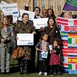European workers including nurses, social workers and teaching assistants demonstrate against Brexit outside the Houses of Parliament in London