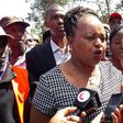 Kirinyaga gubernatorial aspirant Anne Waiguru protests over lack of enough ballot papers, at Kiamugumo Primary School in Gichugu constituency on April 22, 2017.