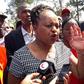 Kirinyaga gubernatorial aspirant Anne Waiguru protests over lack of enough ballot papers, at Kiamugumo Primary School in Gichugu constituency on April 22, 2017.