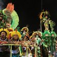 Indigenous leaders parade with the Imperatriz Leopoldinense samba school on the first night of Rio Carnival at the Sambadrome, early on February 27, 2017