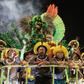 Indigenous leaders parade with the Imperatriz Leopoldinense samba school on the first night of Rio Carnival at the Sambadrome, early on February 27, 2017