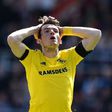 Middlesbrough's Marten de Roon reacts after missing a shot on goal during their English Premier League football match against Bournemouth on April 22, 2017