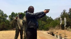 DCI boss George Kinoti during a shooting exercise on Thursday (Twitter)