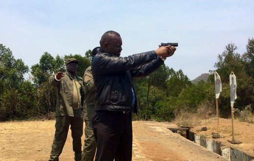 DCI boss George Kinoti during a shooting exercise on Thursday (Twitter)