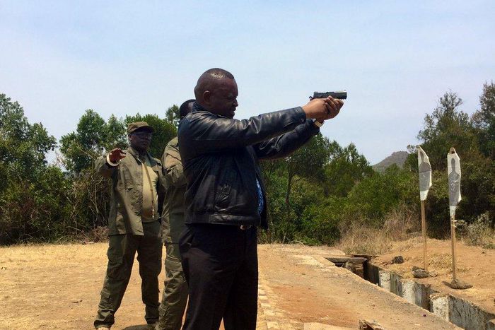 DCI boss George Kinoti during a shooting exercise on Thursday (Twitter)