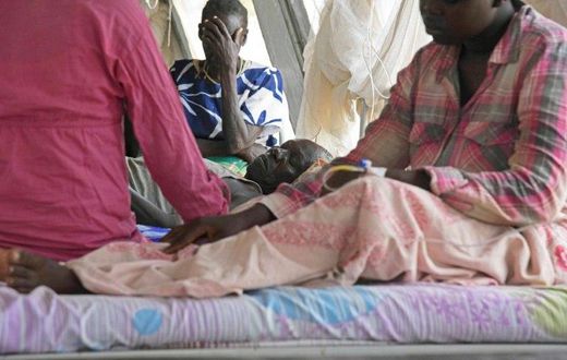 Refugees from South Sudan receive treatment at the Bidibidi health centre in the northern Ugandan district of Yumbe on April 14, 2017