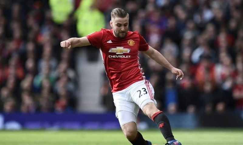Manchester United's English defender Luke Shaw made his first appearance in a month against Everton