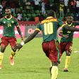 Cameroon's players celebrate after winning the penalty shootout at the end of their 2017 Africa Cup of Nations quarter-final match against Senegal, in Franceville, on January 28, 2017