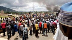 Kenyans during a demonstration at the Namanga border against the deportation of their counterparts from Tanzania, March 27, 2017.