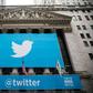 The Twitter logo displayed on a banner outside the New York Stock Exchange