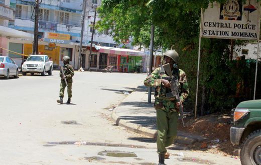 File image of police officers during a past patrol in Mombasa County