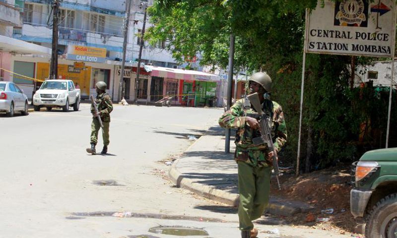 File image of police officers during a past patrol in Mombasa County