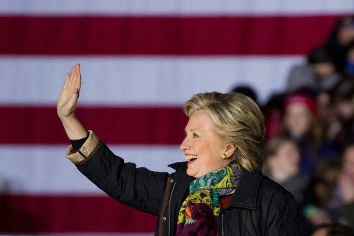 Democratic presidential candidate Hillary Clinton arrives for a rally in Philadelphia, Pennsylvania on October 22, 2016.