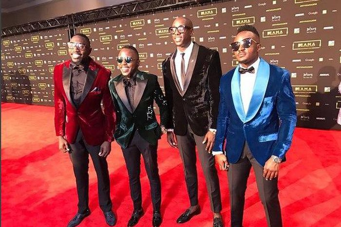Sauti Sol posing for a photo at MAMAs 2016 Photo/Facebook