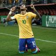 Brazil's Neymar celebrates after scoring against Paraguay during their Russia 2018 World Cup qualifier match, in Sao Paulo, on March 28, 2017