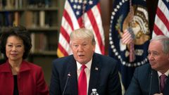 President Trump at a meeting in the Eisenhower Executive Office Building on Tuesday.