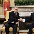 US President Donald Trump shakes hands with Turkish President Recep Tayyip Erdogan in the Oval Office