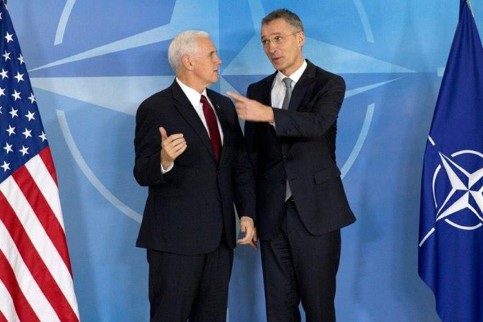 US Vice President Mike Pence (L) with NATO Secretary General Jens Stoltenberg, has gone to great lengths to reassure European leaders Washington is not giving up on its allies