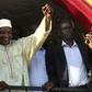 Gambia's President-elect Adama Barrow gestures to the crowd following his victory in the polls in Kololi on December 2, 2016
