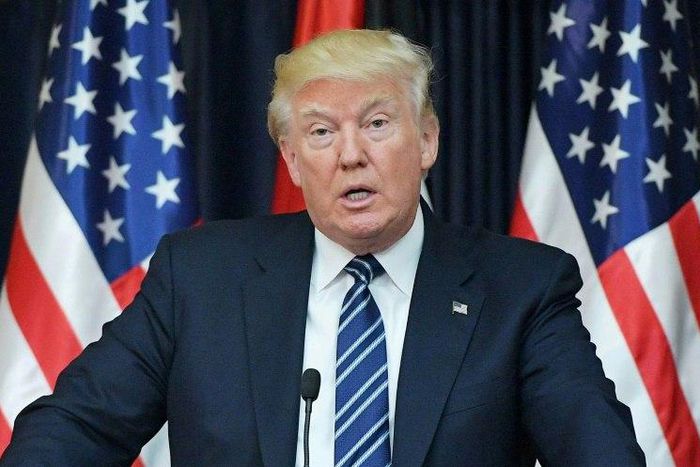 US President Donald Trump speaks during a joint press conference with the Palestinian leader at the presidential palace in the West Bank city of Bethlehem on May 23, 2017
