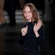 British fashion designer Stella McCartney acknowledges the audience at the end of her women's Fall-Winter 2017-2018 ready-to-wear collection fashion show
