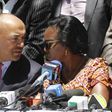Peter Kenneth (L) with Martha Karua (R) during the Wednesday presser (Twitter)