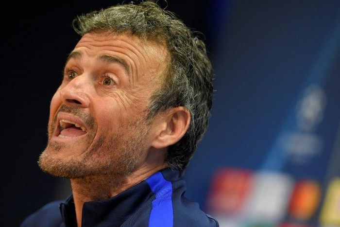 Barcelona coach Luis Enrique gives a press conference on the eve of the Champions League clash with Paris Saint-Germain