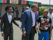 President Uhuru Kenyatta  with Singer Kevin Bahati