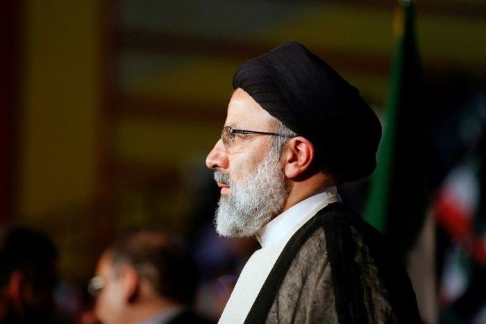 Iranian presidential election candidate Ebrahim Raisi looks on during a campaign rally in the capital Tehran on April 29, 2017