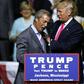 US President-elect Donald Trump greets United Kingdom Independence Party interim leader Nigel Farage during a campaign rally in Jackson, Mississippi, on August 24, 2016
