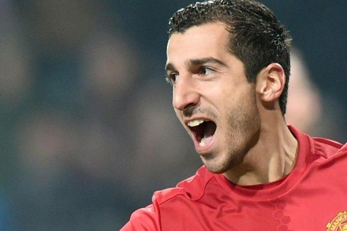 Manchester United's Armenian midfielder Henrikh Mkhitaryan celebrates after scoring a goal against FC Zorya Luhansk in Odessa on December 8, 2016