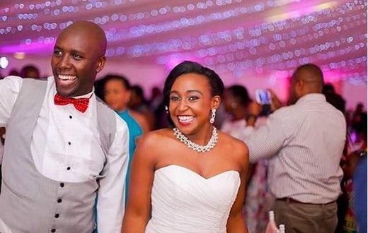 Dennis Okari and Betty Kayllo during their wedding last year
