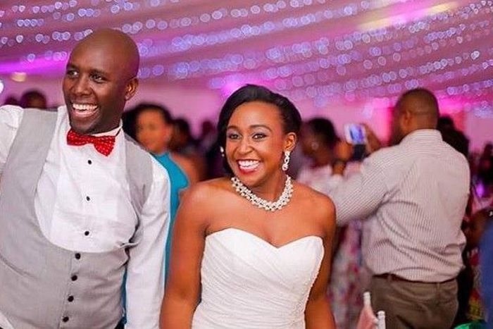 Dennis Okari and Betty Kayllo during their wedding last year