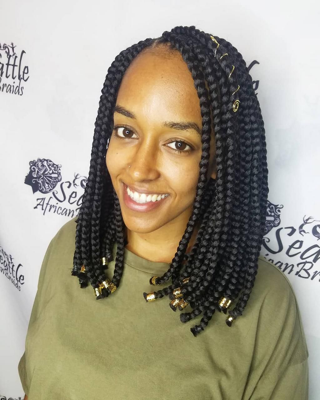 You can choose to have shoulder length bob braids (Instagram seattleafricanbrais)