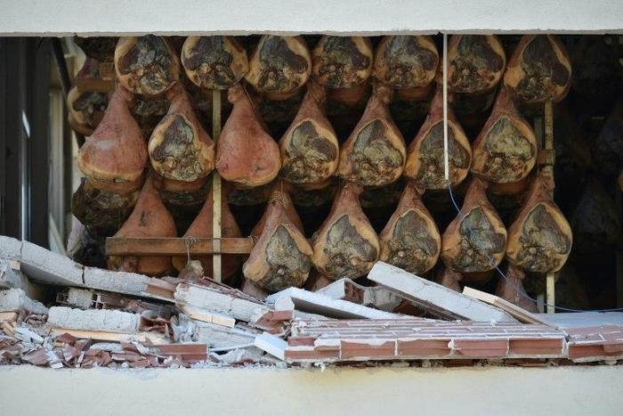 Italian pig breeders Ada and Giuseppe Fausti's ham curing barn was devsted with the rest of their home by in Norcia by an earthquake on Ocotber, 2016