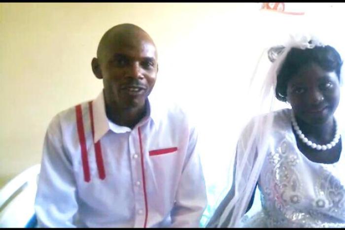 Francis Mungai and his bride Veronica Kaniu during their wedding at Thika Level 5 Hospital