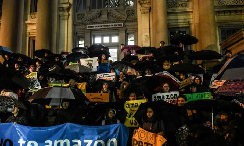 Amazon dropped its plans for a new headquarters in New York City following a series of protests including this one on November 26
