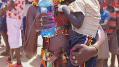 Photos of Akothee in Turkana helping drought victims