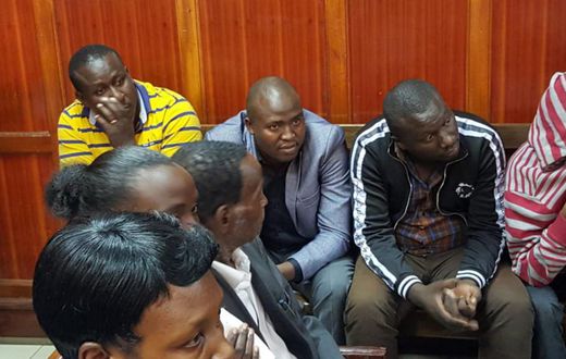 Suspects who conned Sameer Africa Chairman Naushad Merali through impersonating President Uhuru Kenyatta's during a court hearing (Twitter)