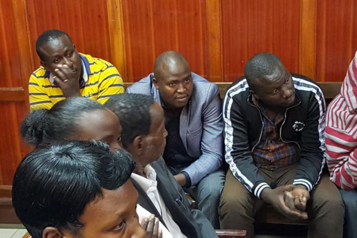Suspects who conned Sameer Africa Chairman Naushad Merali through impersonating President Uhuru Kenyatta's during a court hearing (Twitter)